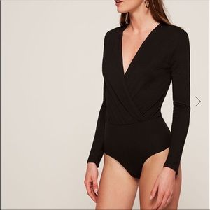 Long Sleeve Deep V Body Suite TopShop